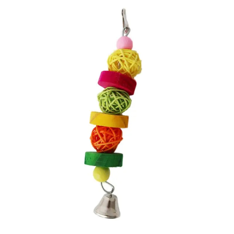 Rattan Ball and Wood Block Chew Toy for Birds | Bon Bon Bird Toys