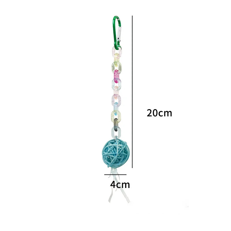 Rattan Ball & Bead Carabiner Parrot Toy | Bon Bon Bird Toys
