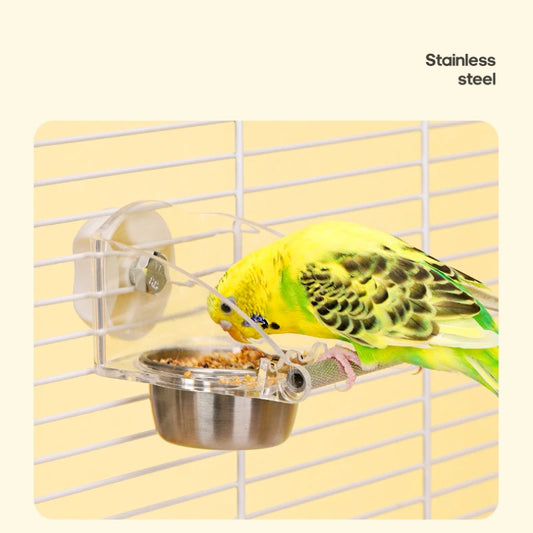 Stainless Steel Cage-Mount Bird Food Bowl | Bon Bon Bird Toys