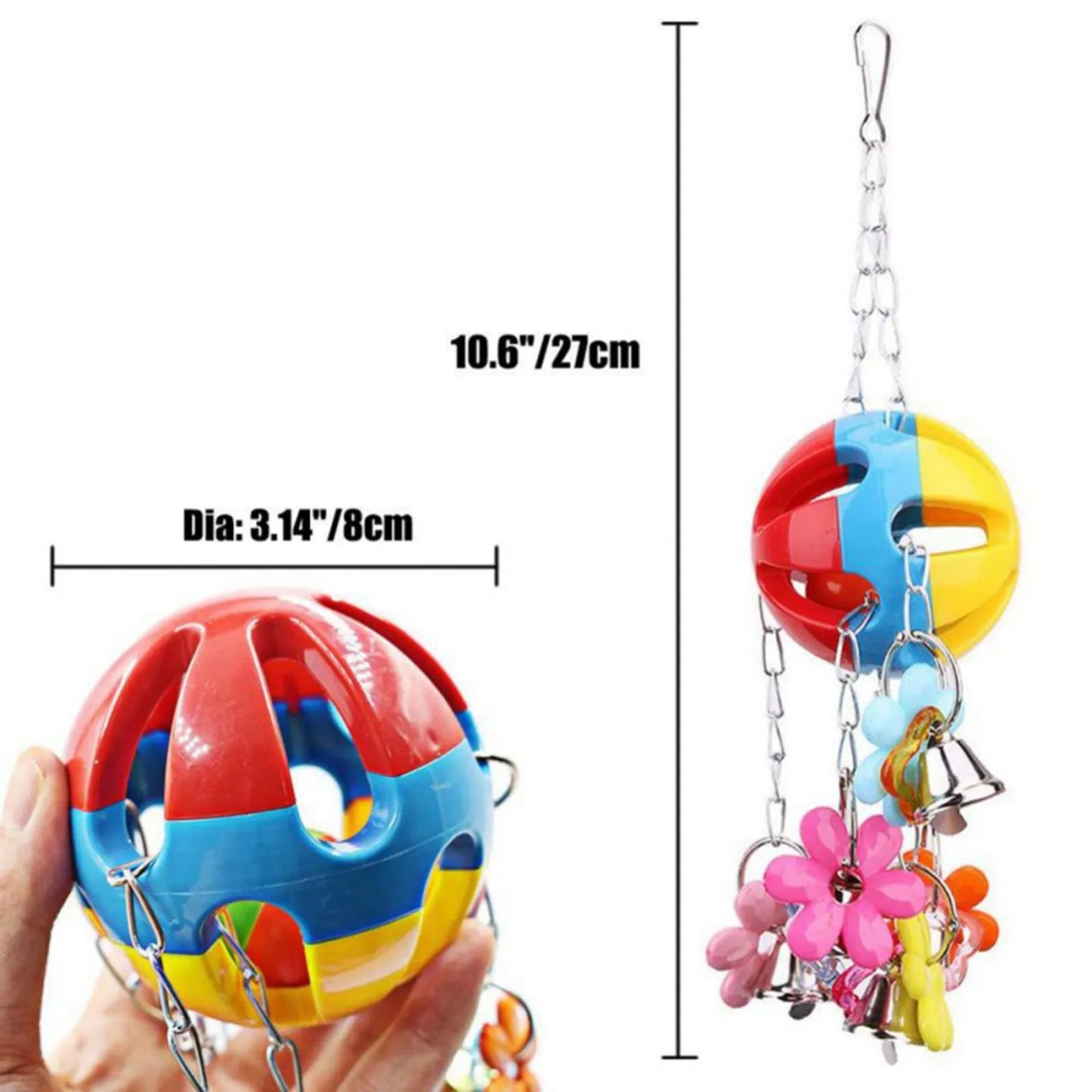 Acrylic Bell Ball Bird Toy with Flower Charms | Bon Bon Bird Toys