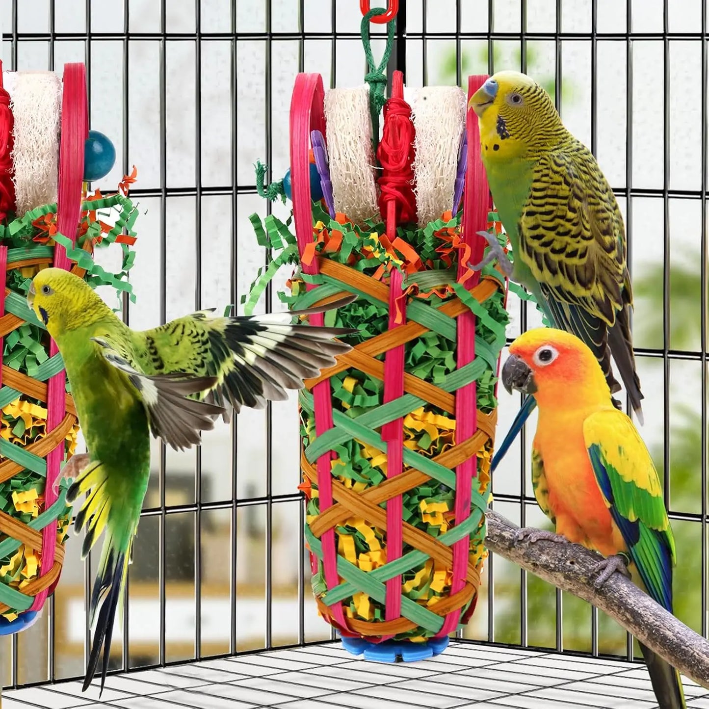 Shreddable Bamboo Basket Bird Toy 2-Pack | Bon Bon Bird Toys