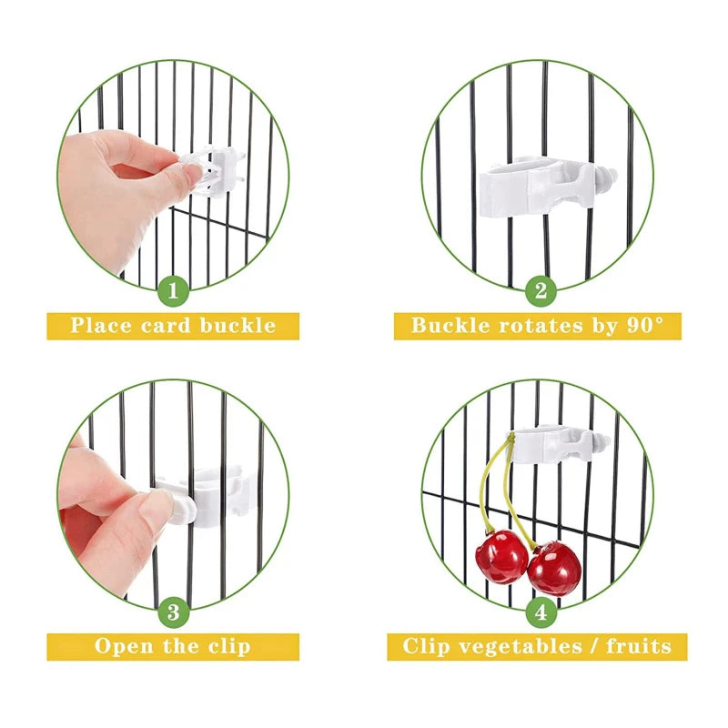 Cage Clip Fruit & Veggie Holder for Birds 6-Pack | Bon Bon Bird Toys