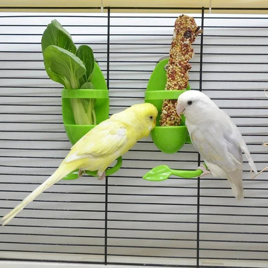 Cage-Mount Cuttlebone and Food Holder for Birds