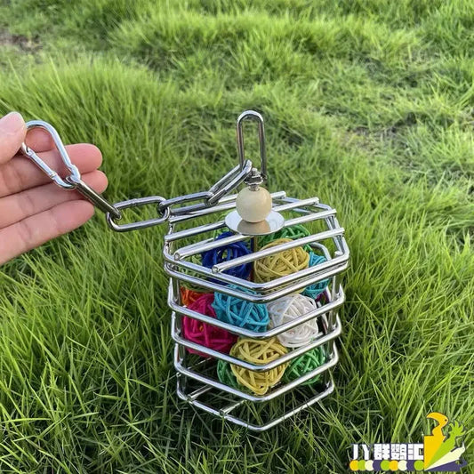 304 Stainless Steel Hanging Basket Foraging Feeder for Parrots