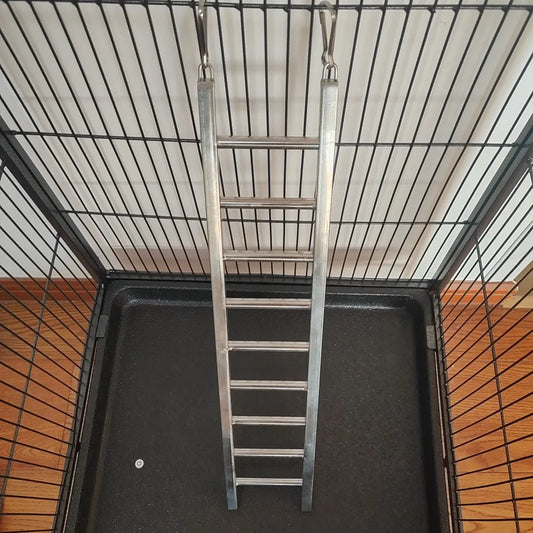 Stainless Steel 9-Step Bird Ladder with Hooks | Bon Bon Bird Toys