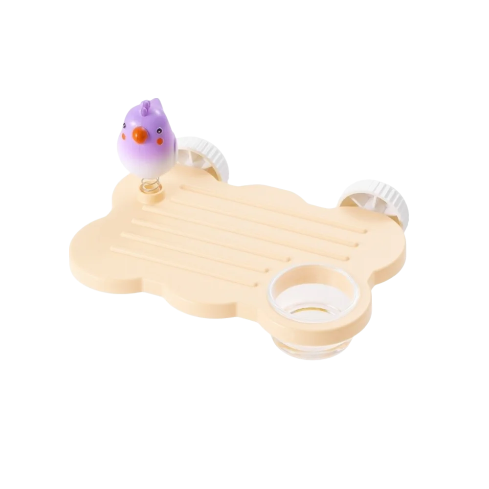 Cloud-Shaped Cage-Mount Bird Perch with Bowl & Play Figurine | Bon Bon Bird Toys