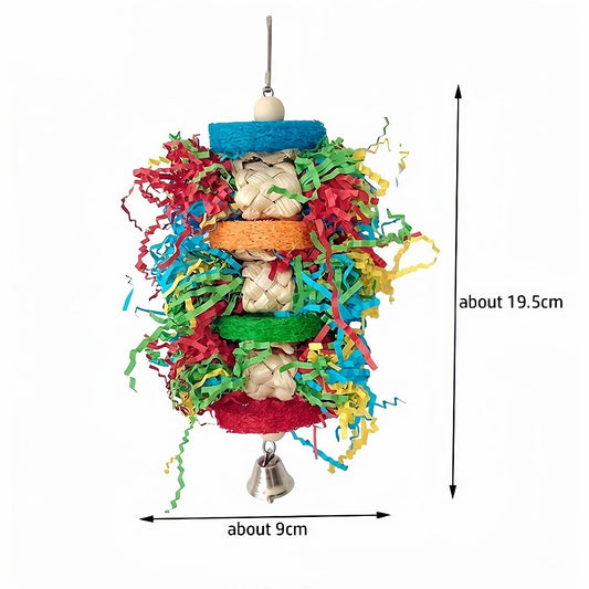 Colorful Paper & Loofah Shredder Toy for Birds