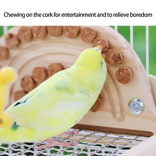 Wooden Platform Perch with Stainless Steel Mesh & Arch | Bon Bon Bird Toys