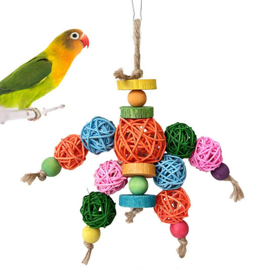Rattan Ball Hanging Chew Toy for Birds