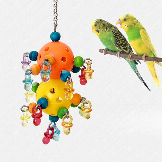 Colorful Bead and Ball Chew Toy for Birds | Bon Bon Bird Toys