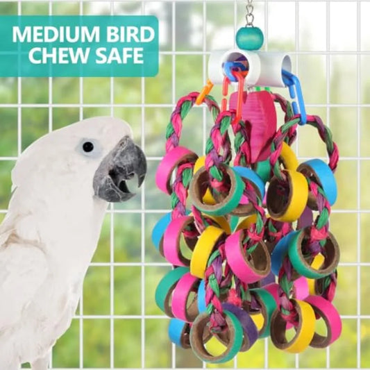 Colorful Bagel Ring Cascade Chew Toy for Parrots | Bon Bon Bird Toys
