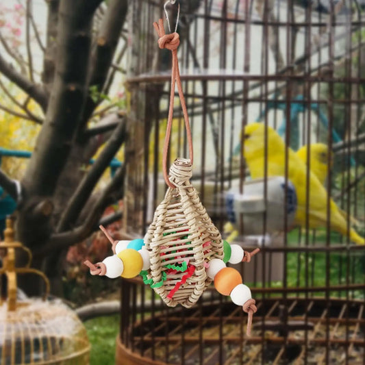 Hanging Wood Rattan Chew Toy for Parakeets, Conures & Parrots