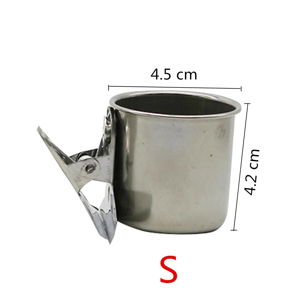 Stainless Steel Bird Feeder Cup with Cage Clip