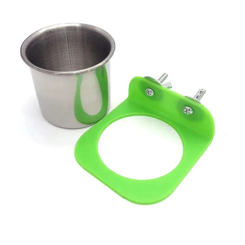Stainless Steel Cage Bowl with Plastic Bracket | Bon Bon Bird Toys