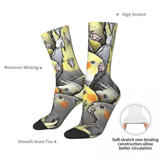 Cockatiel Art Print Crew Socks | Bon Bon Bird Toys