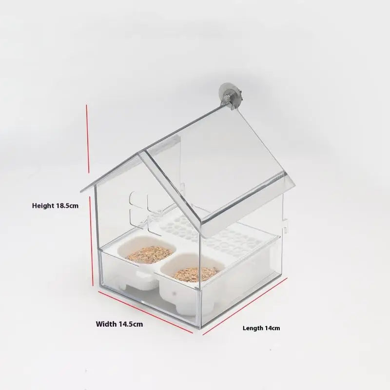 Acrylic House Bird Feeder with Pull-Out Drawer | Bon Bon Bird Toys
