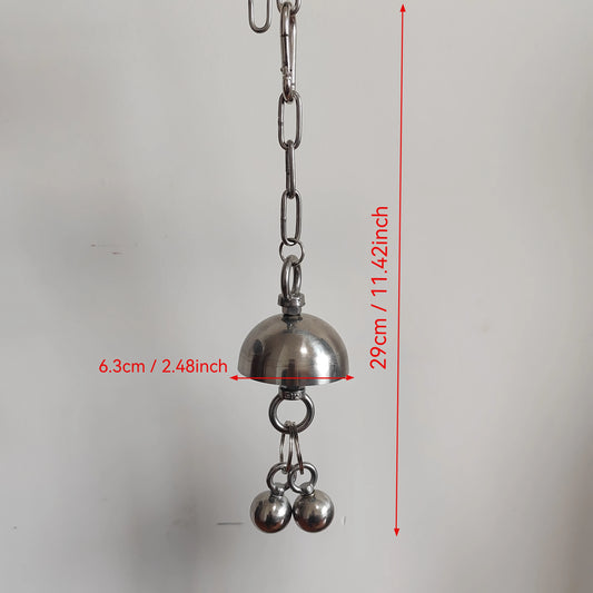 Stainless Steel Dome Bell Hanging Toy for Large Parrots