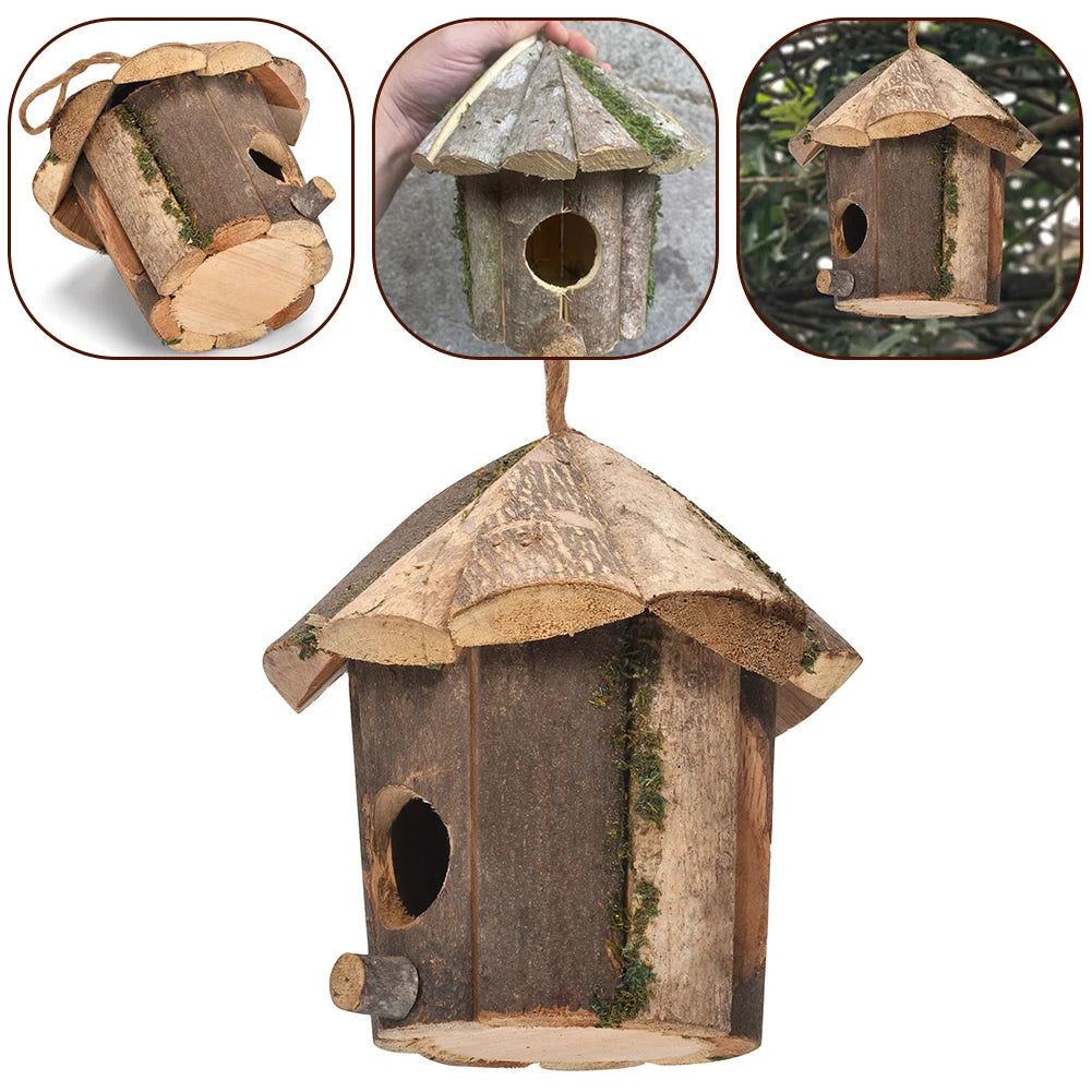 Natural Wood Outdoor Birdhouse