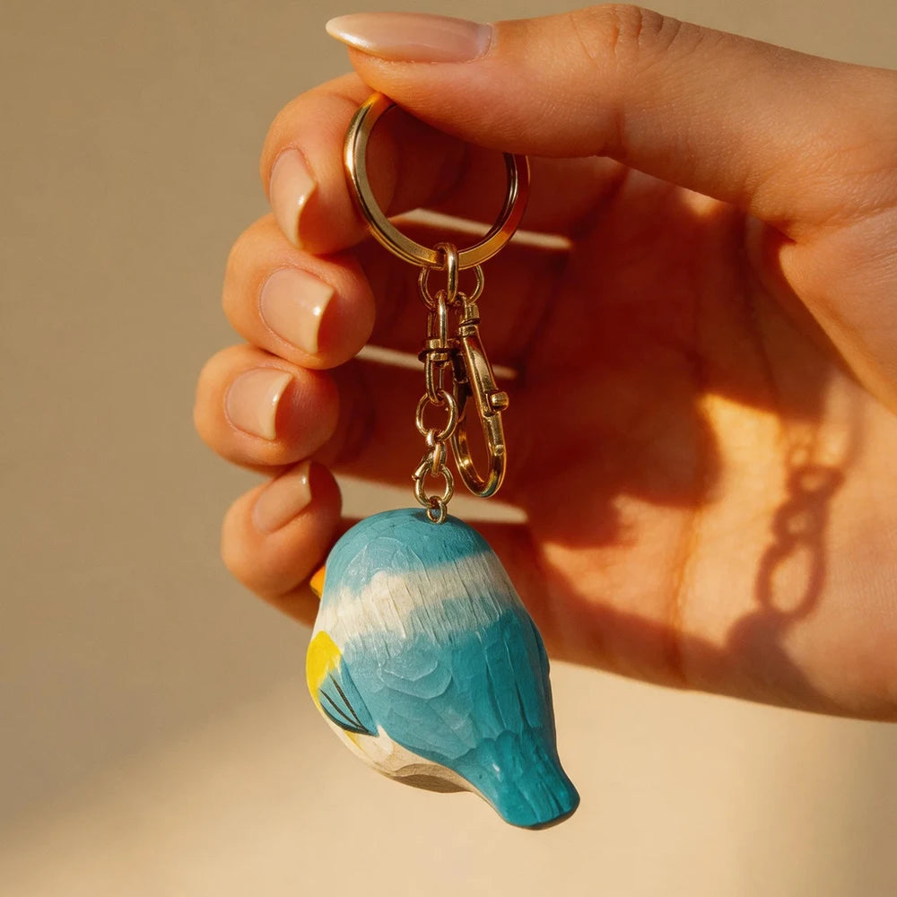 Hand-Carved Wood Bird Keychain | Bon Bon Bird Toys