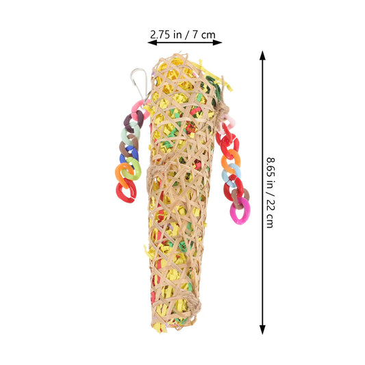 Woven Cone Shreddable Parrot Toy with Chain Rings | Bon Bon Bird Toys