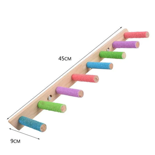Wooden Climbing Ladder with Claw Grinding Perch for Birds | Bon Bon Bird Toys