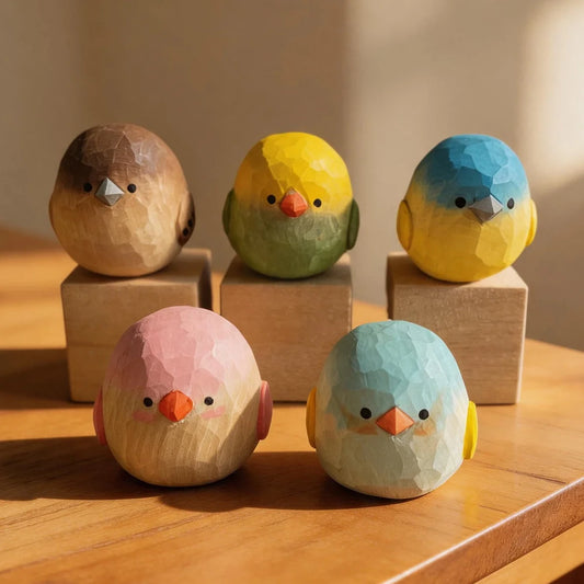 Hand-Carved Sparrow Figurine | Bon Bon Bird Toys