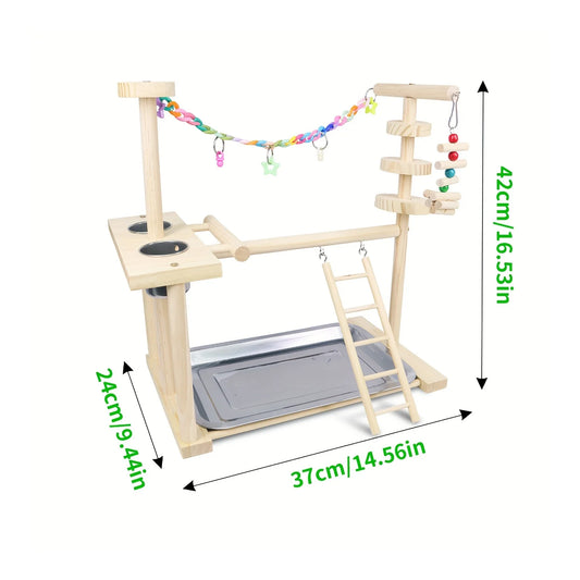Wooden Bird Play Stand | Bon Bon Bird Toys