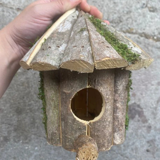Natural Wood Outdoor Birdhouse