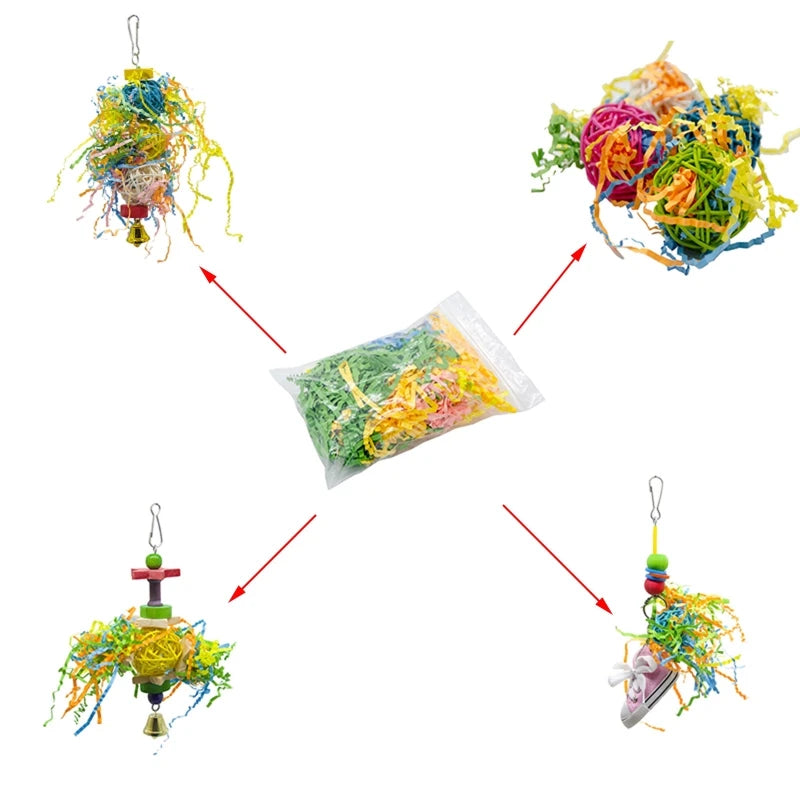 Colorful Shredded Paper Bird Toy Refill | Bon Bon Bird Toys