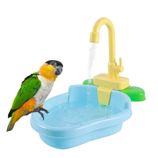 Freestanding Bird Bath with Circulating Faucet | Bon Bon Bird Toys
