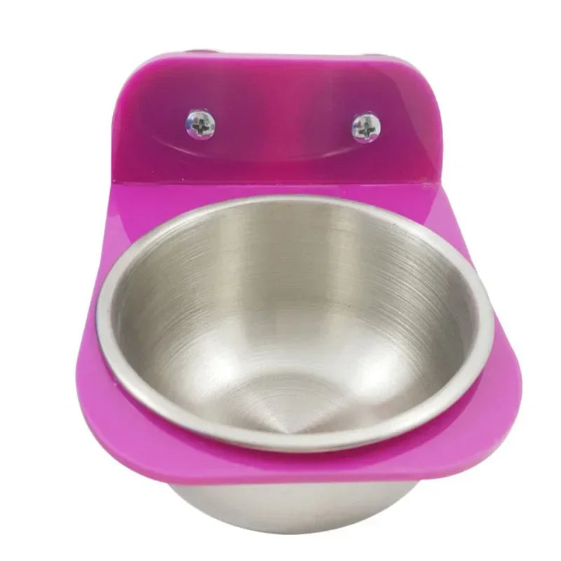 Stainless Steel Cage Bowl with Plastic Bracket | Bon Bon Bird Toys