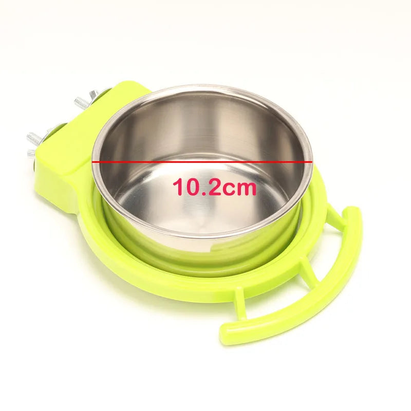 Stainless Steel Bird Bowl with Cage Clip Holder