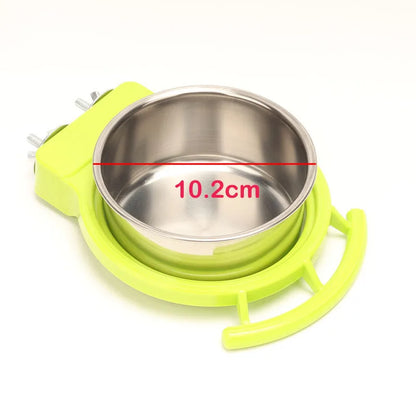Stainless Steel Bird Bowl with Cage Clip Holder
