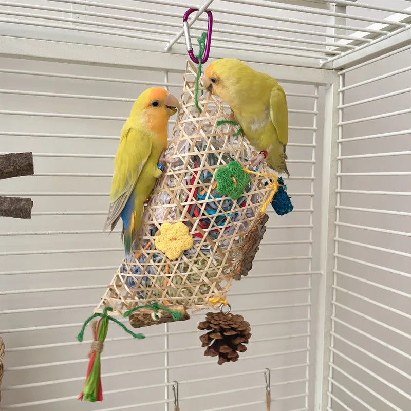 Bamboo Shredded Paper Foraging Toy for Birds | Bon Bon Bird Toys