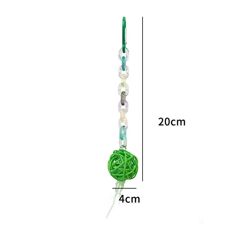 Rattan Ball & Bead Carabiner Parrot Toy | Bon Bon Bird Toys