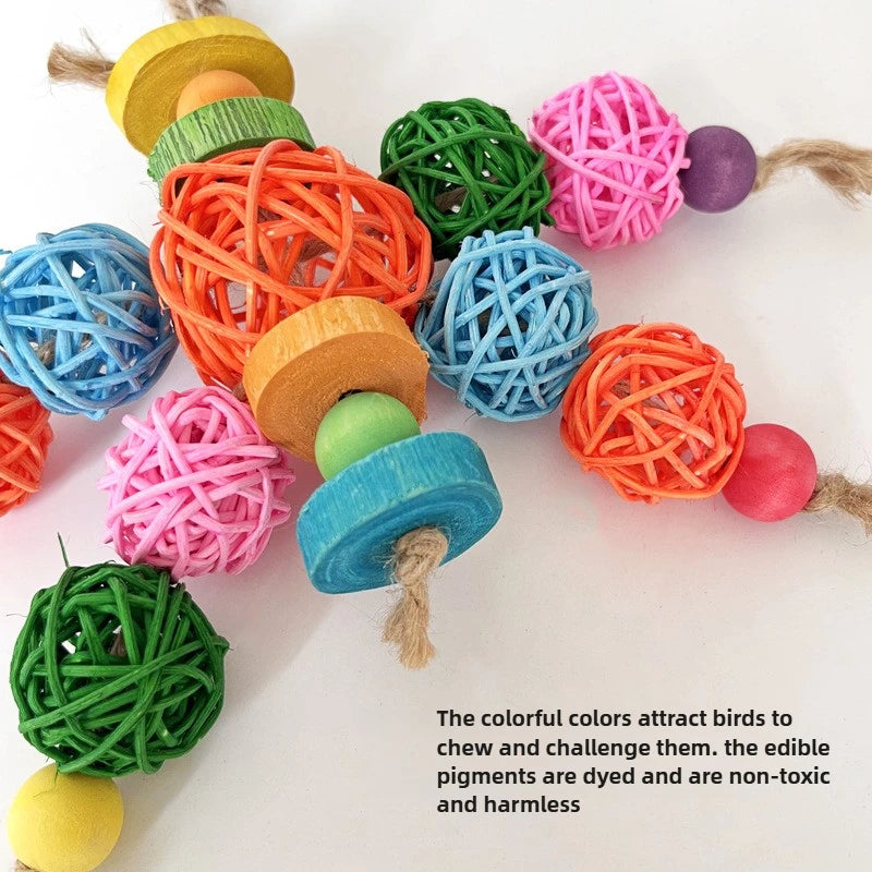 Rattan Ball Hanging Chew Toy for Birds