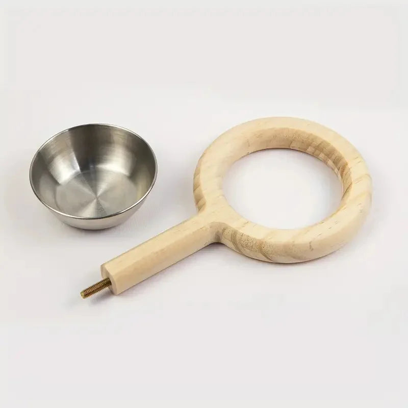 Wooden Perch with Feeding Bowl for Birds | Bon Bon Bird Toys