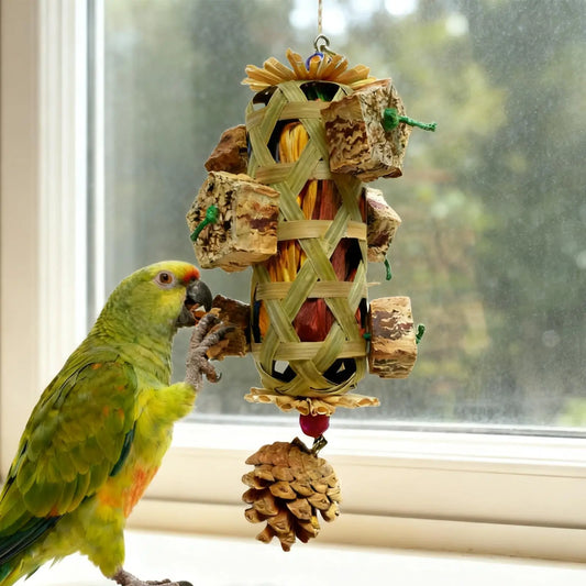 Corn Husk & Starfruit Foraging Toy for Birds | Bon Bon Bird Toys