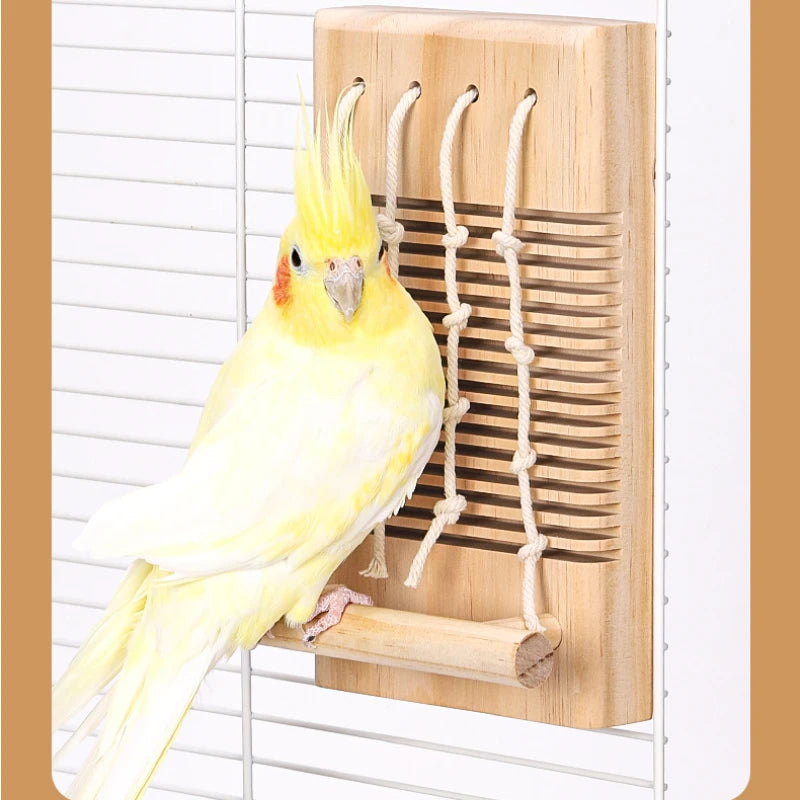 Slatted Wood Block Perch for Bird Cages