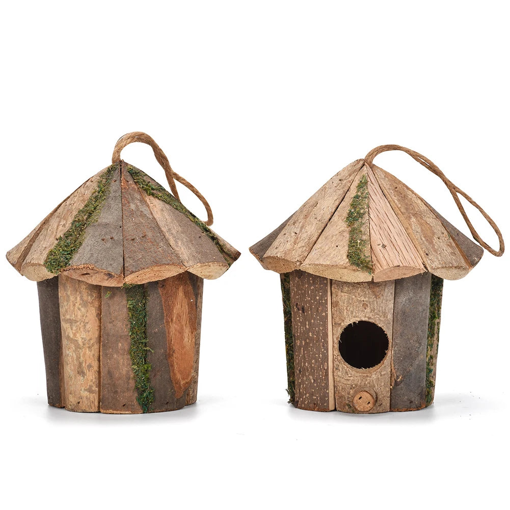 Natural Wood Outdoor Birdhouse