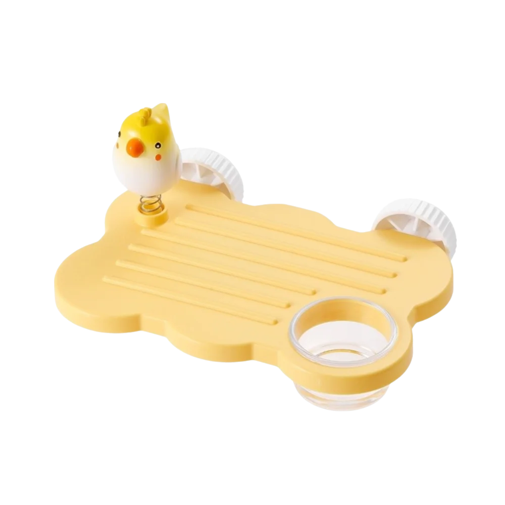 Cloud-Shaped Cage-Mount Bird Perch with Bowl & Play Figurine | Bon Bon Bird Toys