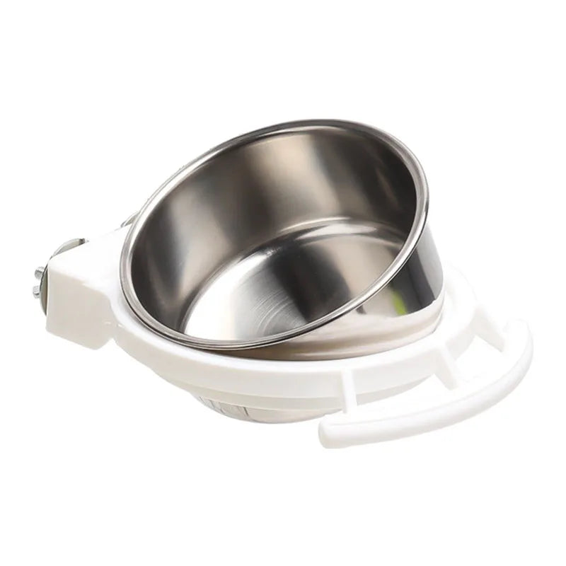 Stainless Steel Bird Bowl with Cage Clip Holder