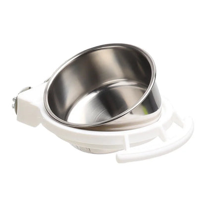 Stainless Steel Bird Bowl with Cage Clip Holder