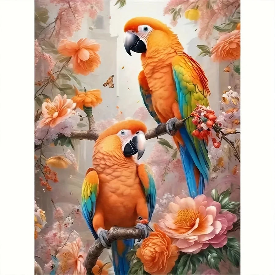 Macaws Among Peonies Diamond Painting Kit | Bon Bon Bird Toys