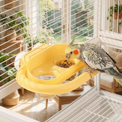 Double Compartment Cage Feeder for Birds | Bon Bon Bird Toys