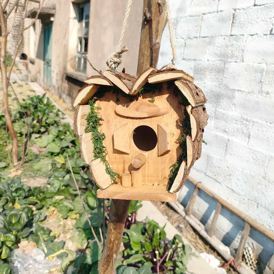 Heart-Shaped Wooden Birdhouse for Outdoors