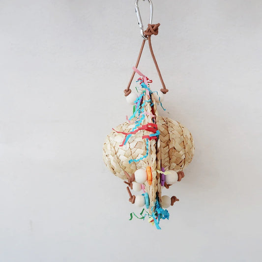 Woven Straw Sombrero Chew & Shred Toy for Birds