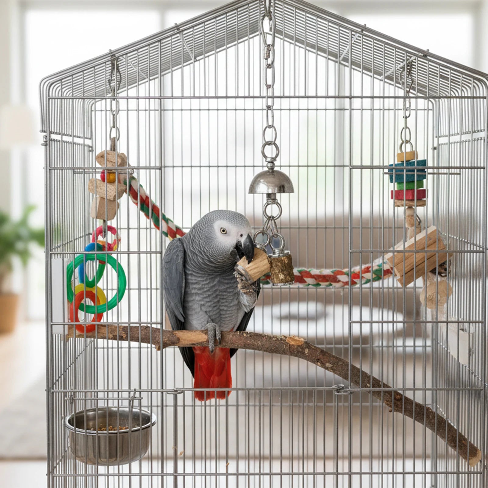 Stainless Steel Bell Toy for Large Parrots | Bon Bon Bird Toys