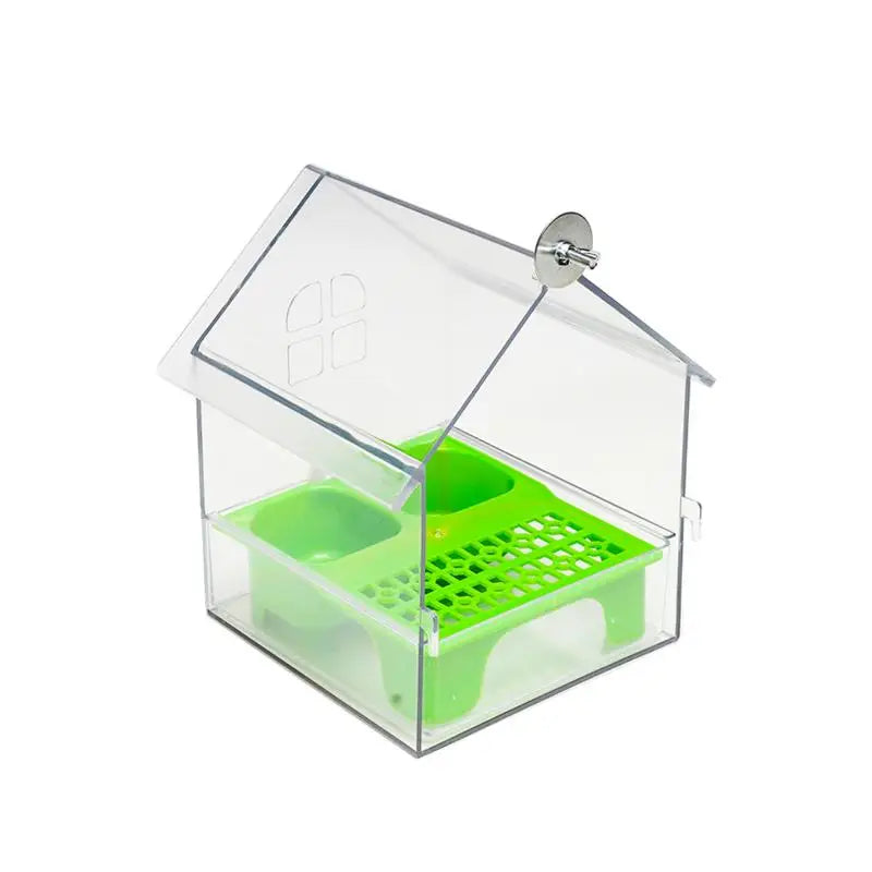 Acrylic House Bird Feeder with Pull-Out Drawer | Bon Bon Bird Toys