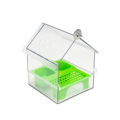 Acrylic House Bird Feeder with Pull-Out Drawer | Bon Bon Bird Toys